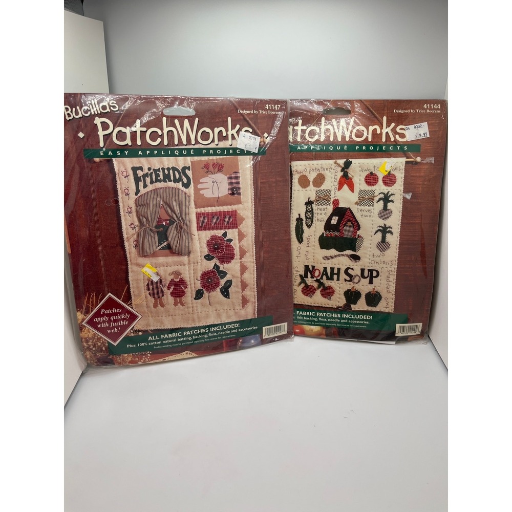 Bucilla PatchWorks Applique Kits Friends 41147 Noahs Soup 41144 Boerens Lot
